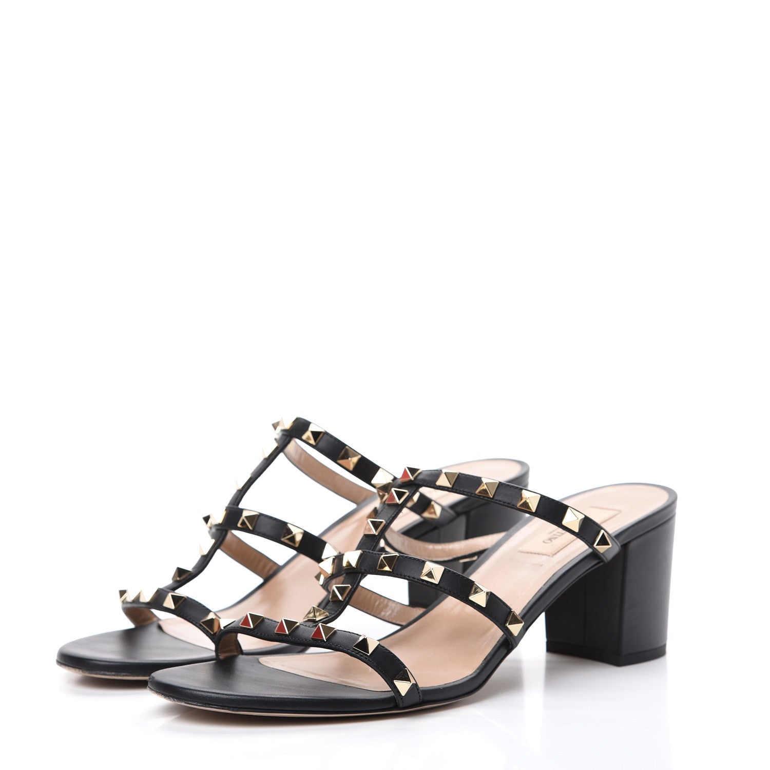 Valentino Garavani Calfskin Rockstud 60mm Caged Slide Sandals 41.5 Black 3 of 13
