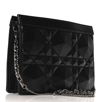 Christian Dior Calfskin Macrocannage Diamond Caro Zipped Pouch With Chain Black 3 of 9