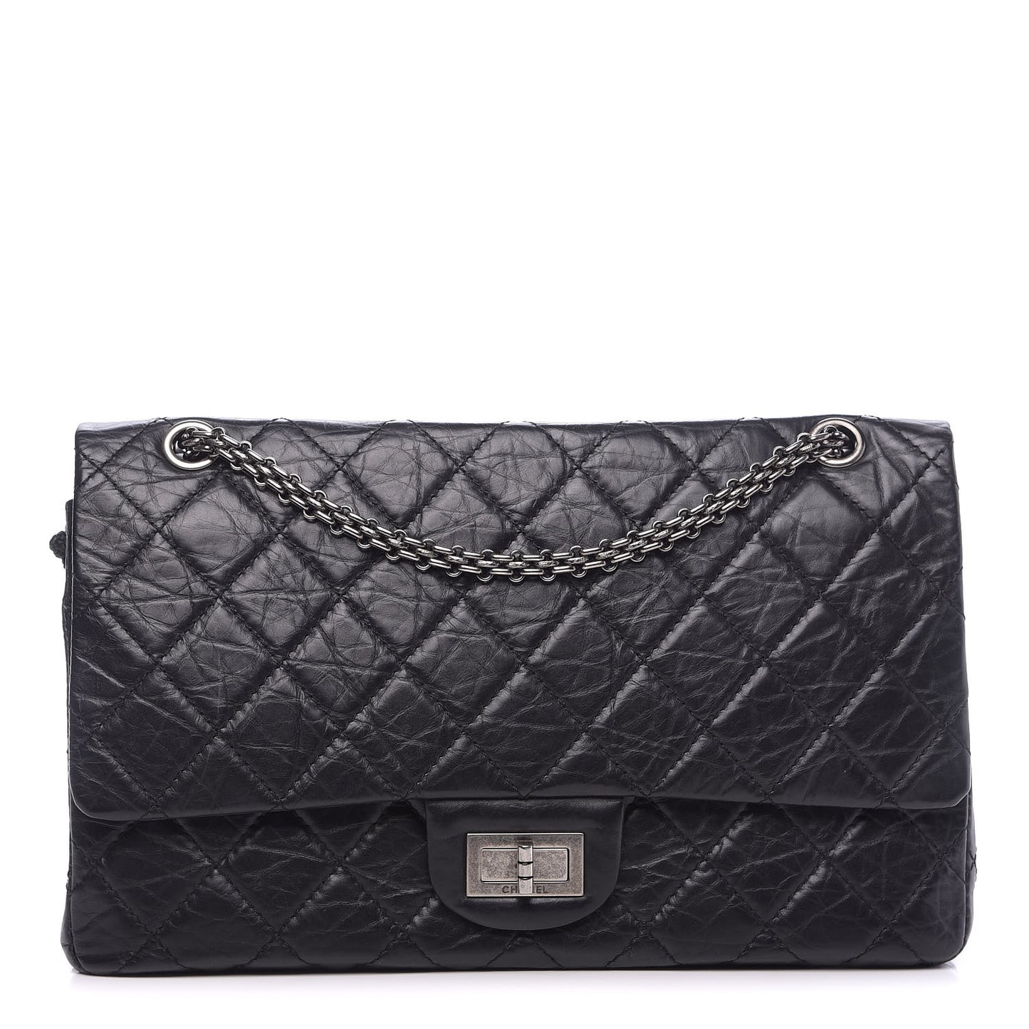 Aged Calfskin Quilted 2.55 Reissue 227 Flap Black
