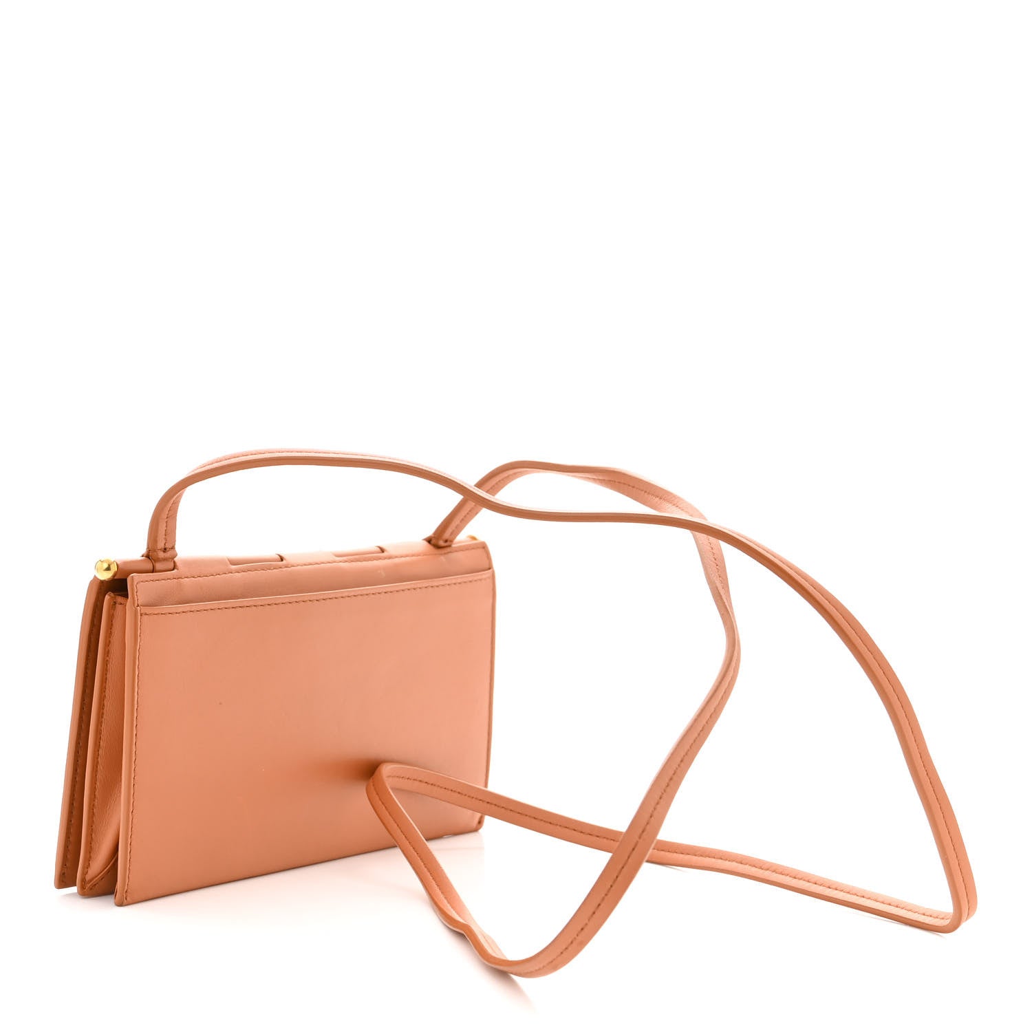 Bottega Veneta Calfskin Embossed Envelope Wallet Crossbody Bag Tan 3 of 10