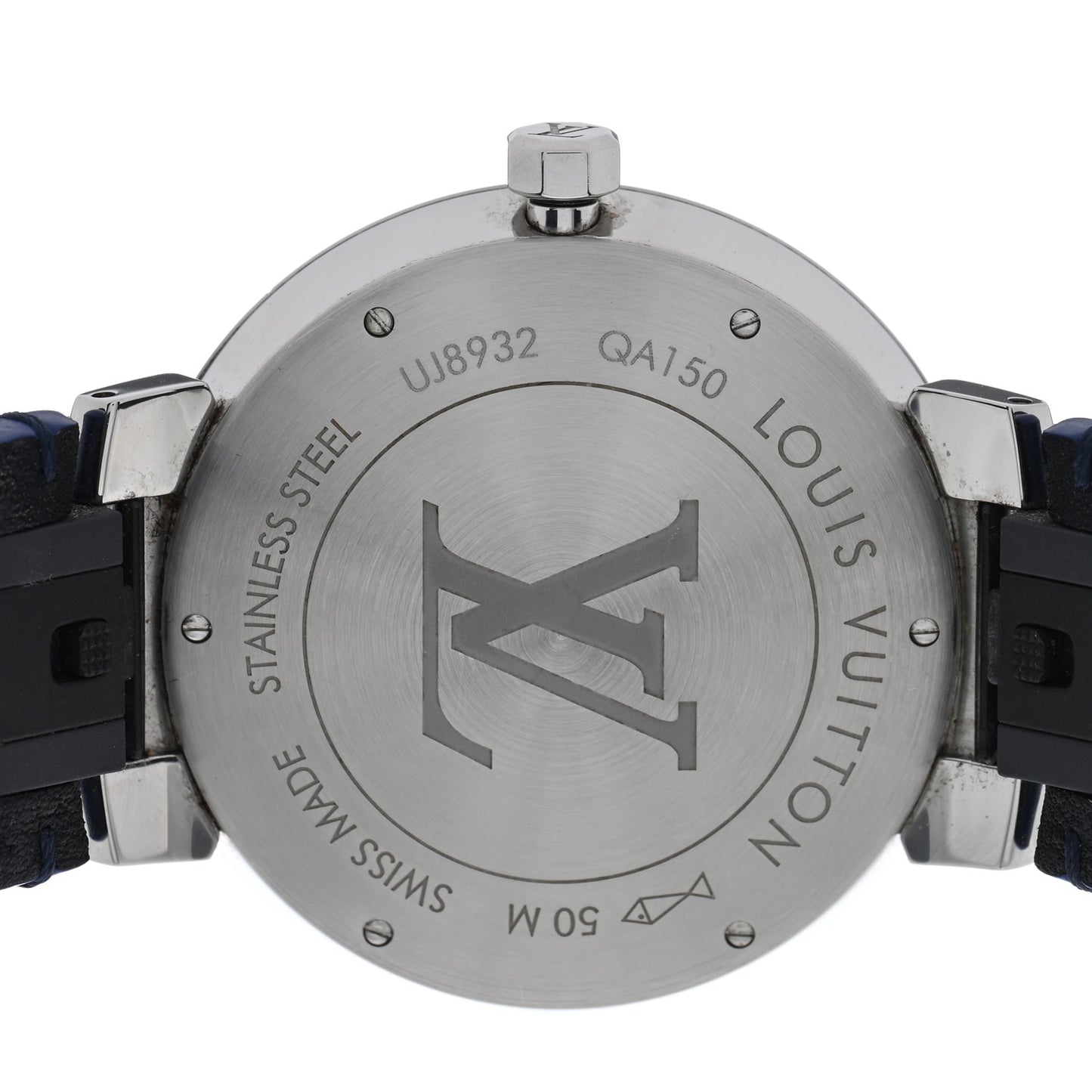 Stainless Steel Monogram 38mm Tambour Slim Quartz Watch Blue