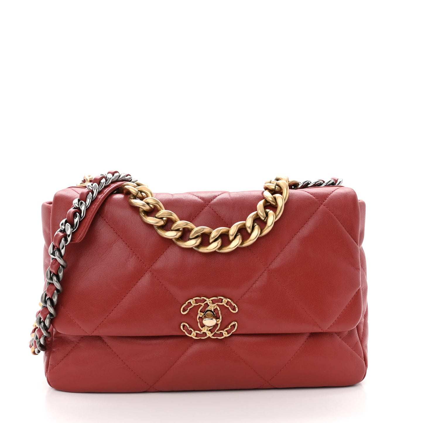Goatskin Quilted Large Chanel 19 Flap Red