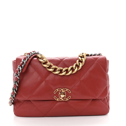 Chanel Goatskin Quilted Large Chanel 19 Flap Red 1 of 10
