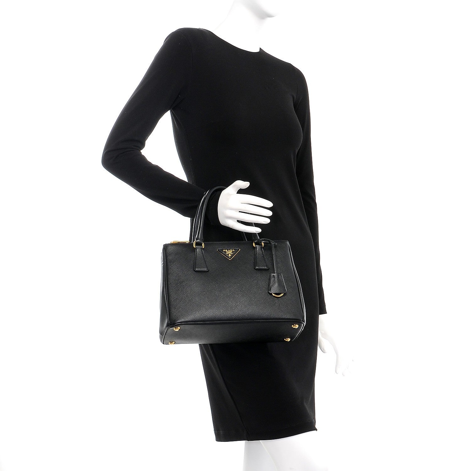 Prada Saffiano Mini Galleria Double Zip Tote Black 4 of 11
