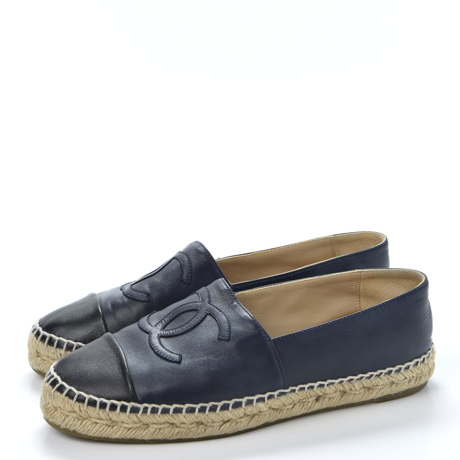 Chanel Lambskin CC Espadrilles 37 Navy Black 3 of 11