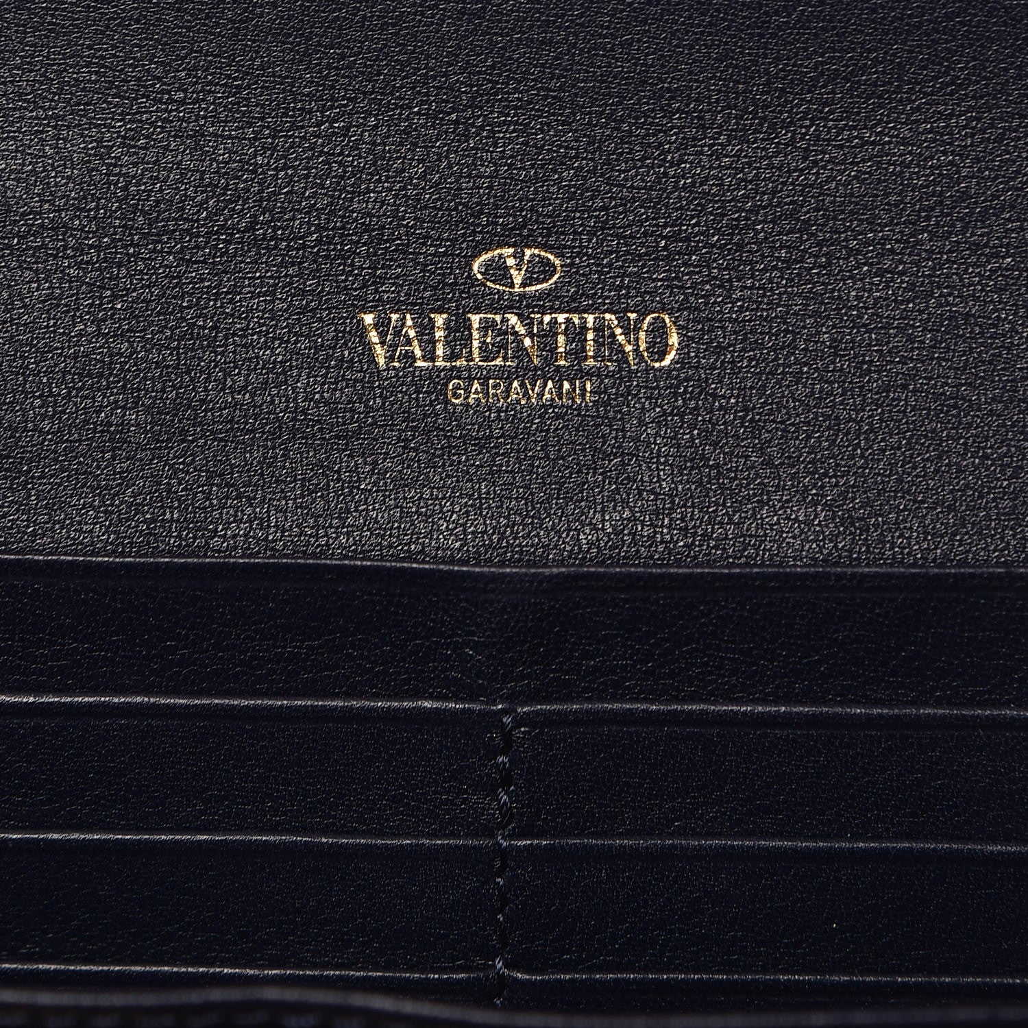 Valentino Garavani Calfskin Rockstud Wristlet Travel Wallet Marine 7 of 9