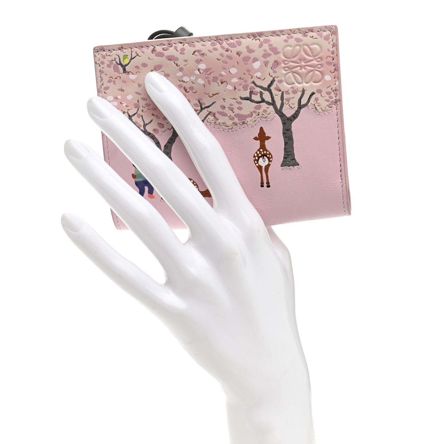 Loewe X SUNA FUJITA Satin Calfskin Deer Compact Zip Wallet Pink 2 of 7