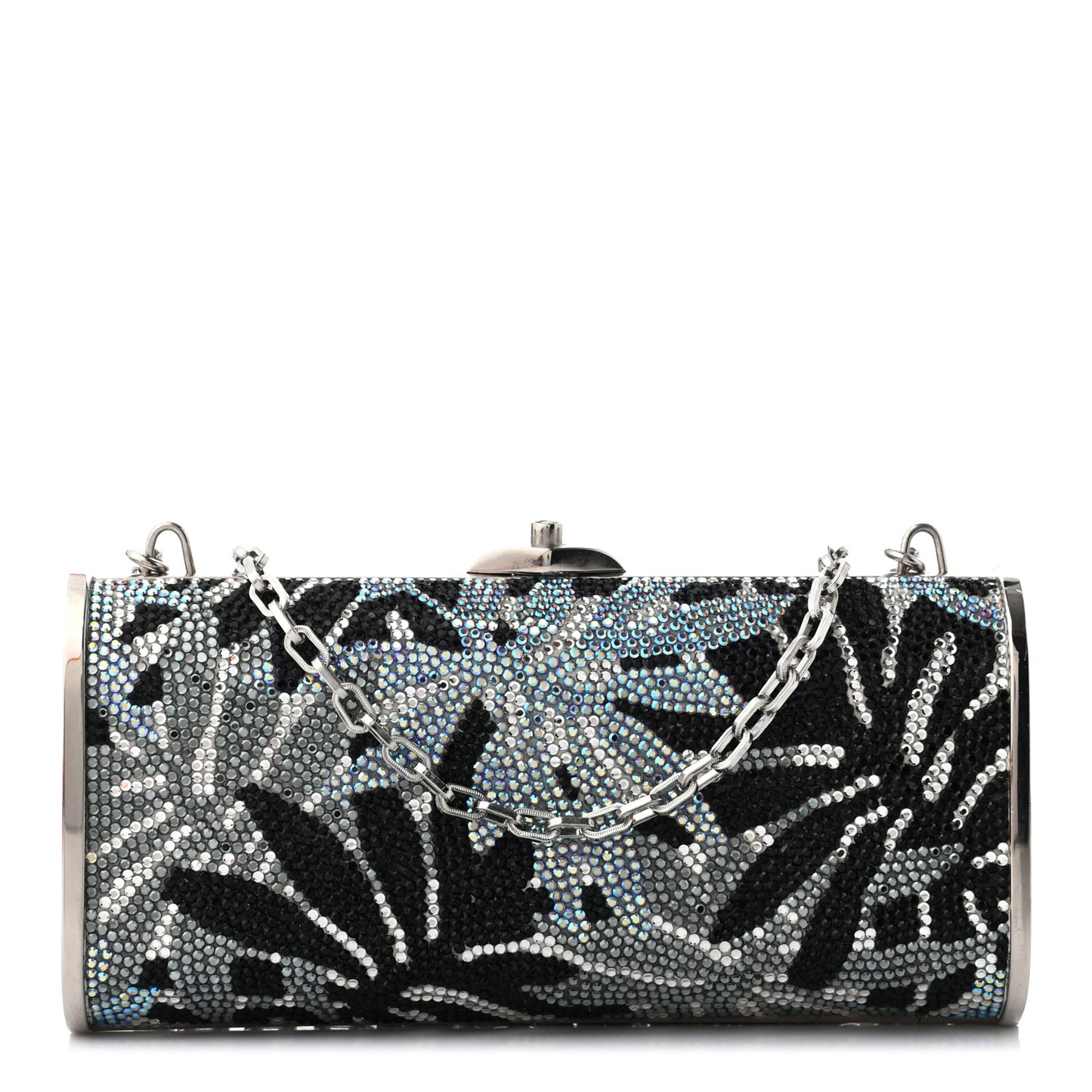 Swarovski Crystal Minaudiere Clutch Silver Multicolor