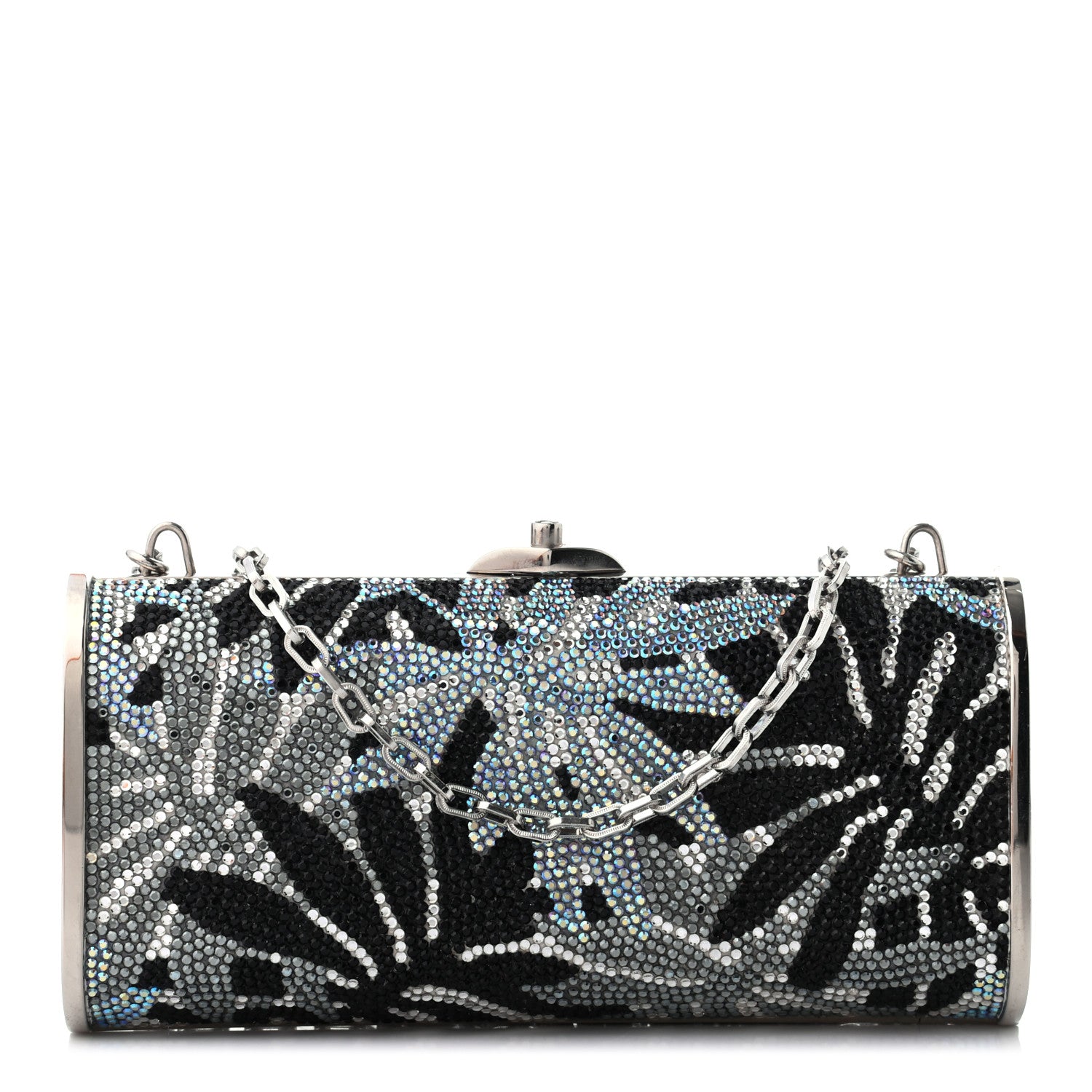 Judith Leiber Swarovski Crystal Minaudiere Clutch Silver Multicolor 1 of 7