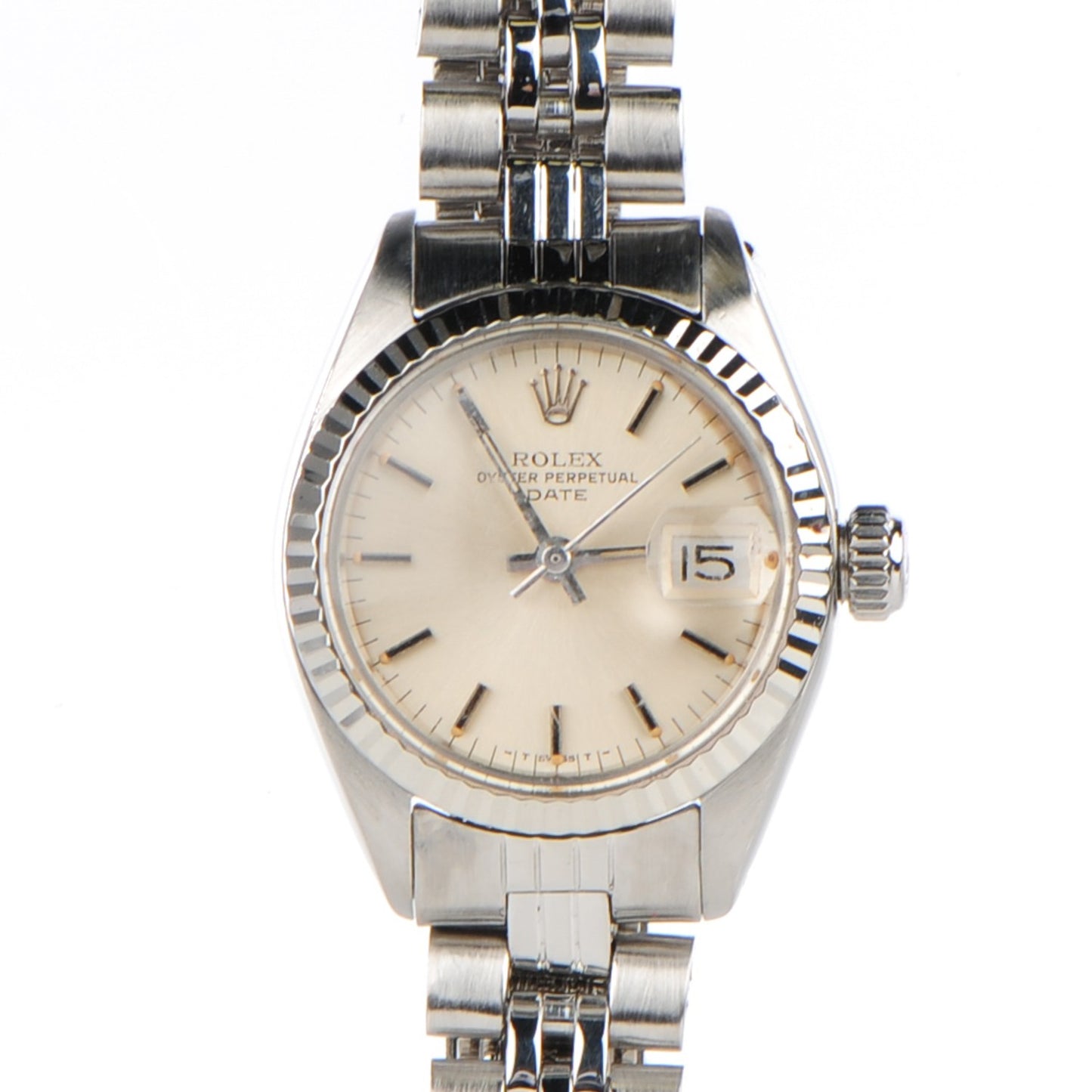 Stainless Steel 18K White Gold 26mm Oyster Perpetual Date Watch Silver 6917