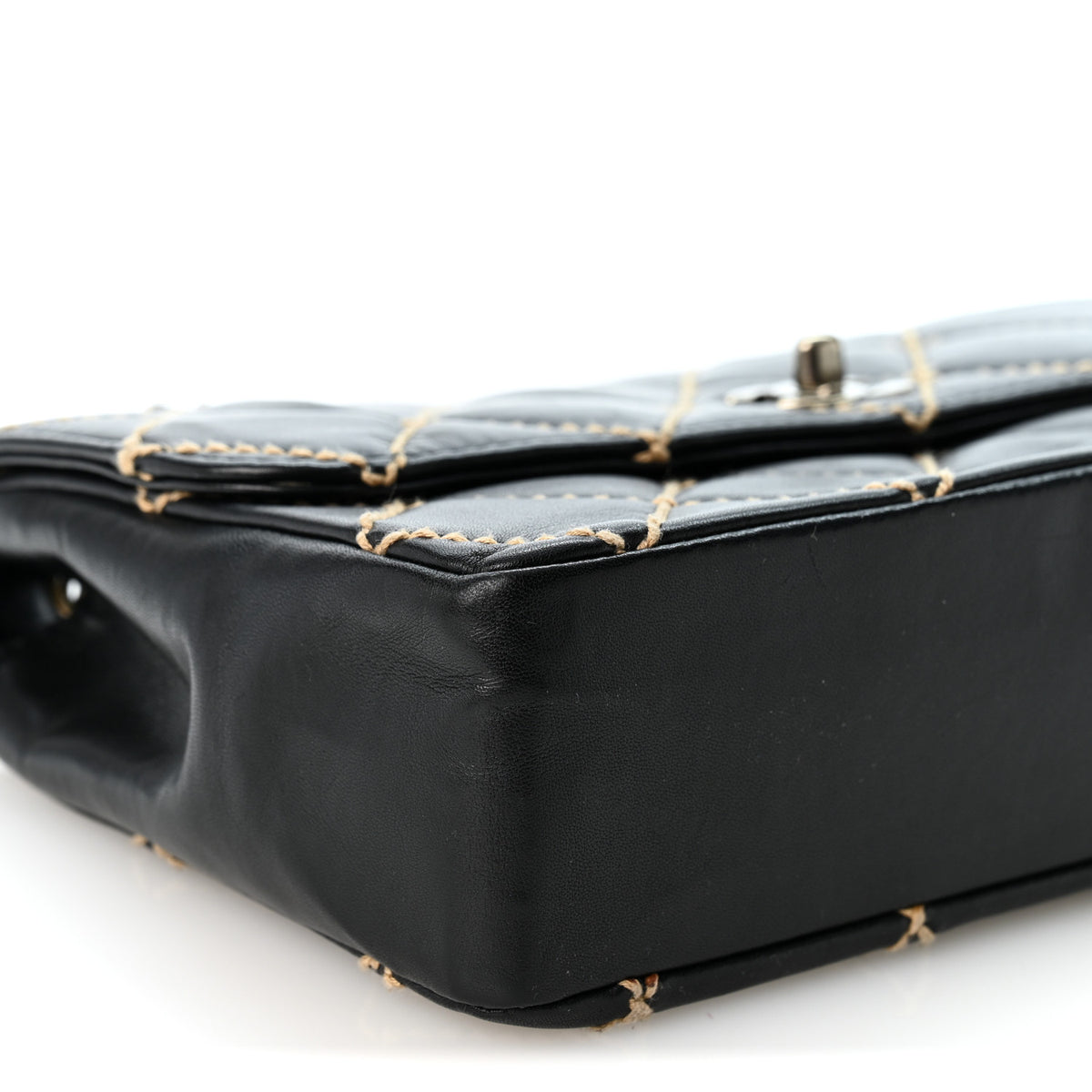 Calfskin Wild Stitch Jumbo Flap Black