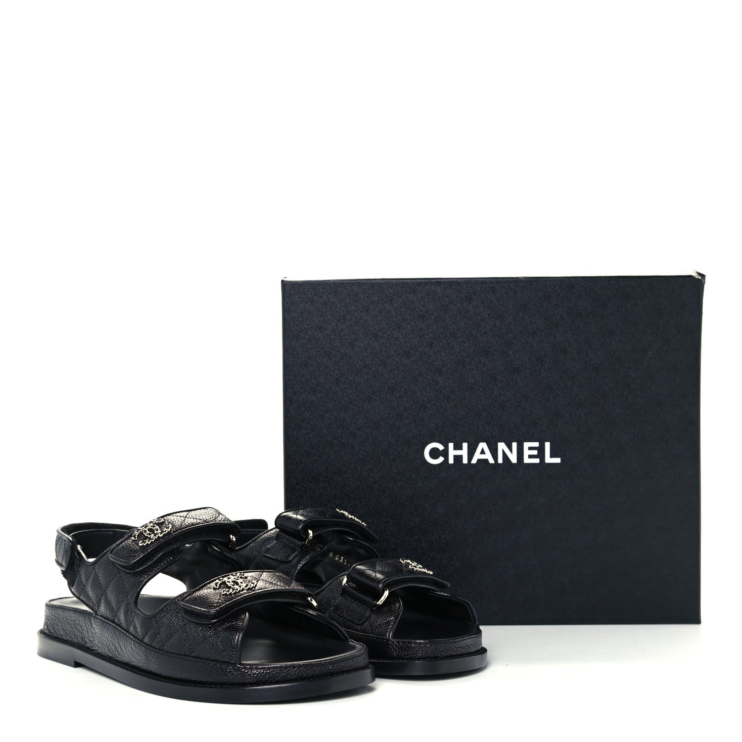 Chanel Grained Calfskin Velcro Dad Sandals 39 Black 10 of 10