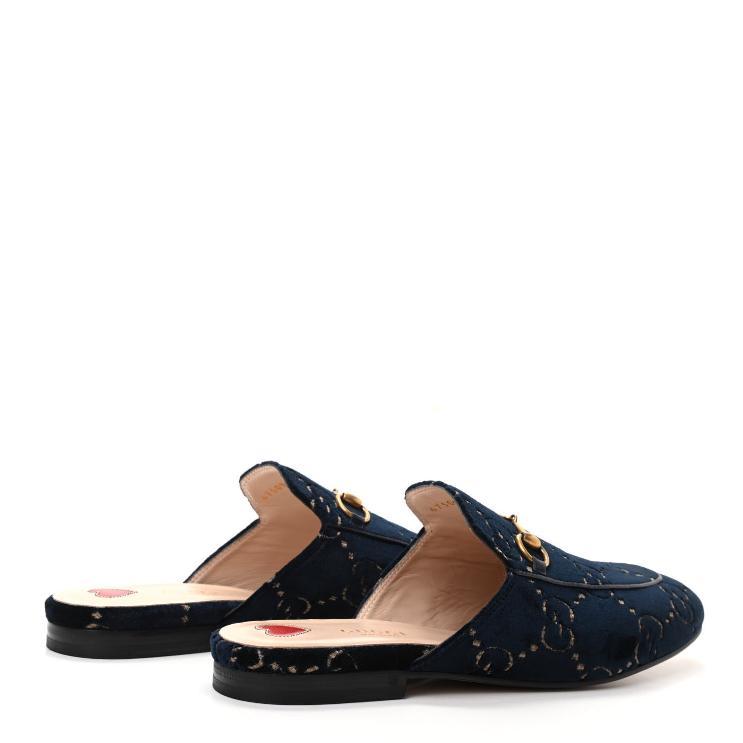 Gucci Velvet GG Monogram Womens Princetown Slippers 38.5 Blue Beige 4 of 8