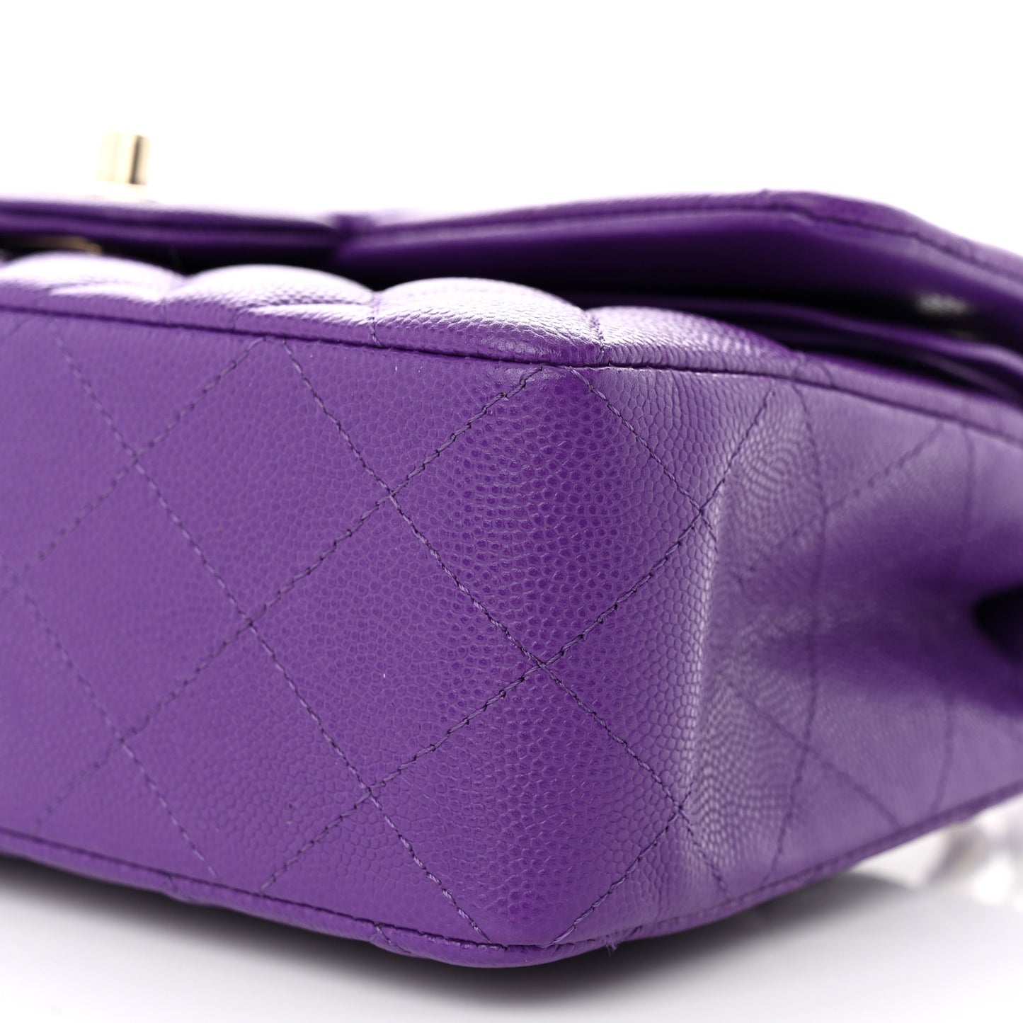 Caviar Quilted Small Double Flap Dark Purple