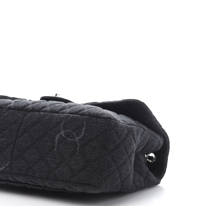 Chanel Denim Quilted CC Print Jumbo Single Flap Black 9 of 11