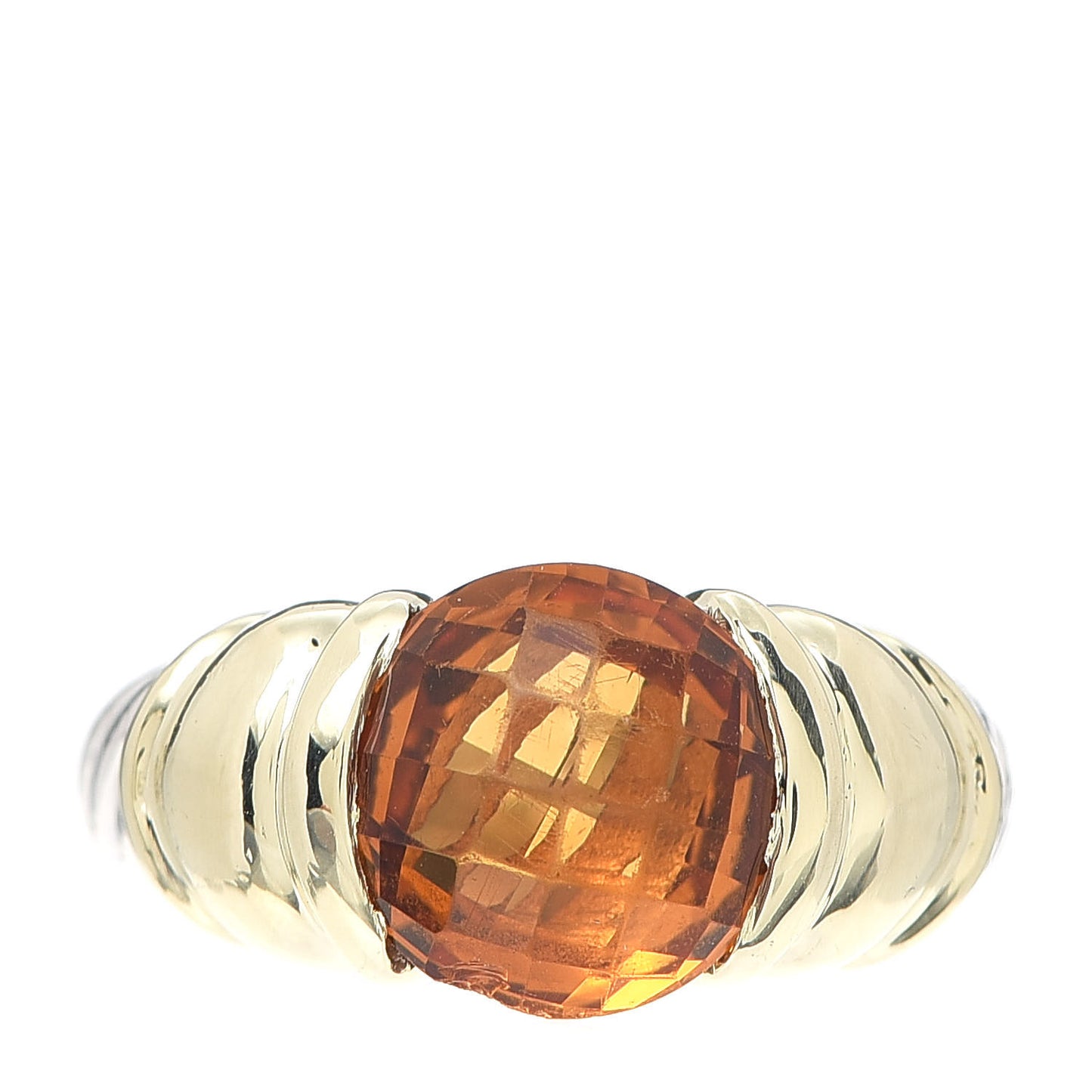 Sterling Silver 14K Yellow Gold Citrine 10mm Cable Capri Ring 52 6