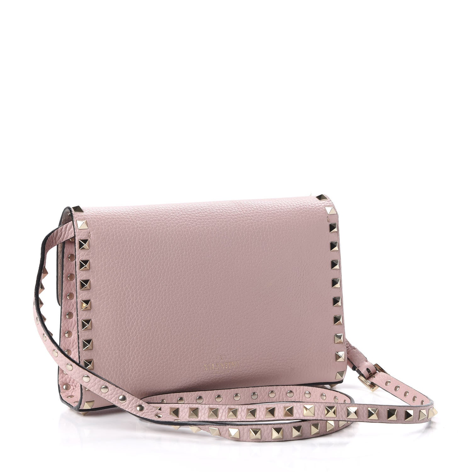 Valentino Garavani Pebbled Calfskin Medium Rockstud Flip Lock Crossbody Bag Rose Quartz 3 of 15