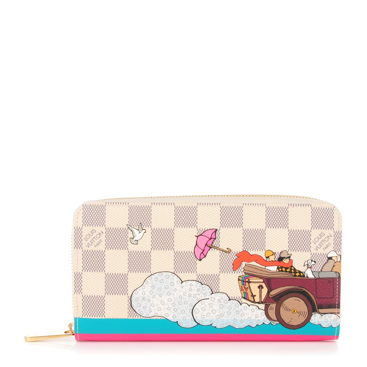 Damier Azur 2015 Christmas Animation Zippy Wallet Hibiscus