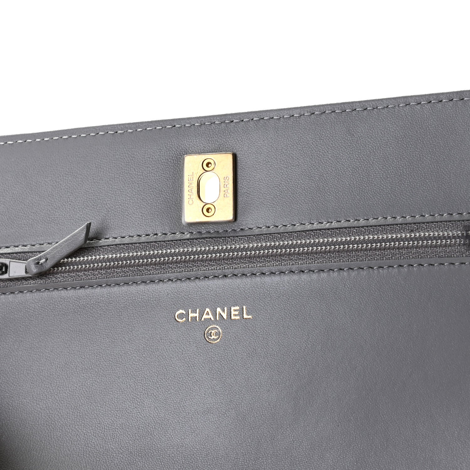 Chanel Lambskin Quilted CC Pearl Crush Wallet on Chain WOC Grey 6 of 11