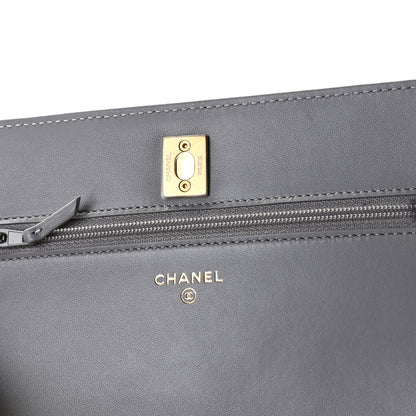 Chanel Lambskin Quilted CC Pearl Crush Wallet on Chain WOC Grey 6 of 11
