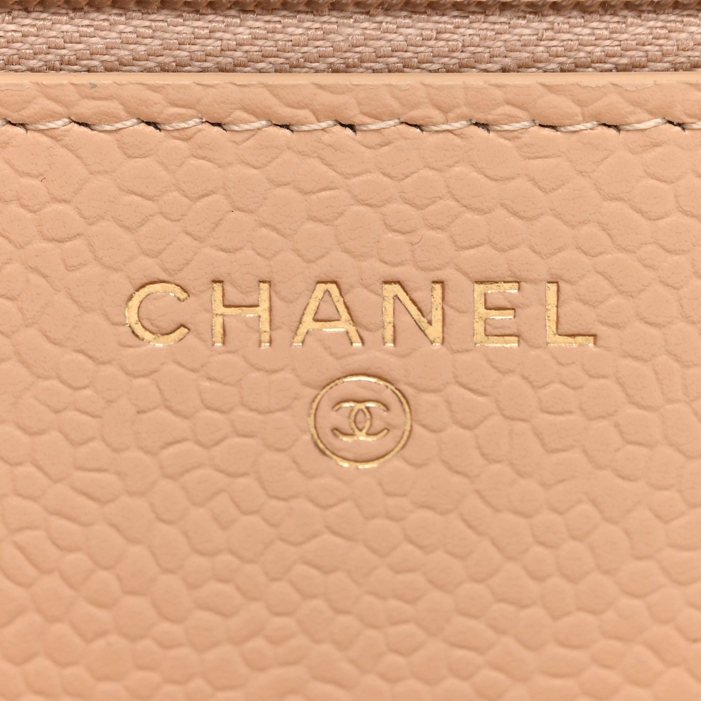 Caviar Quilted Wallet on Chain WOC Beige