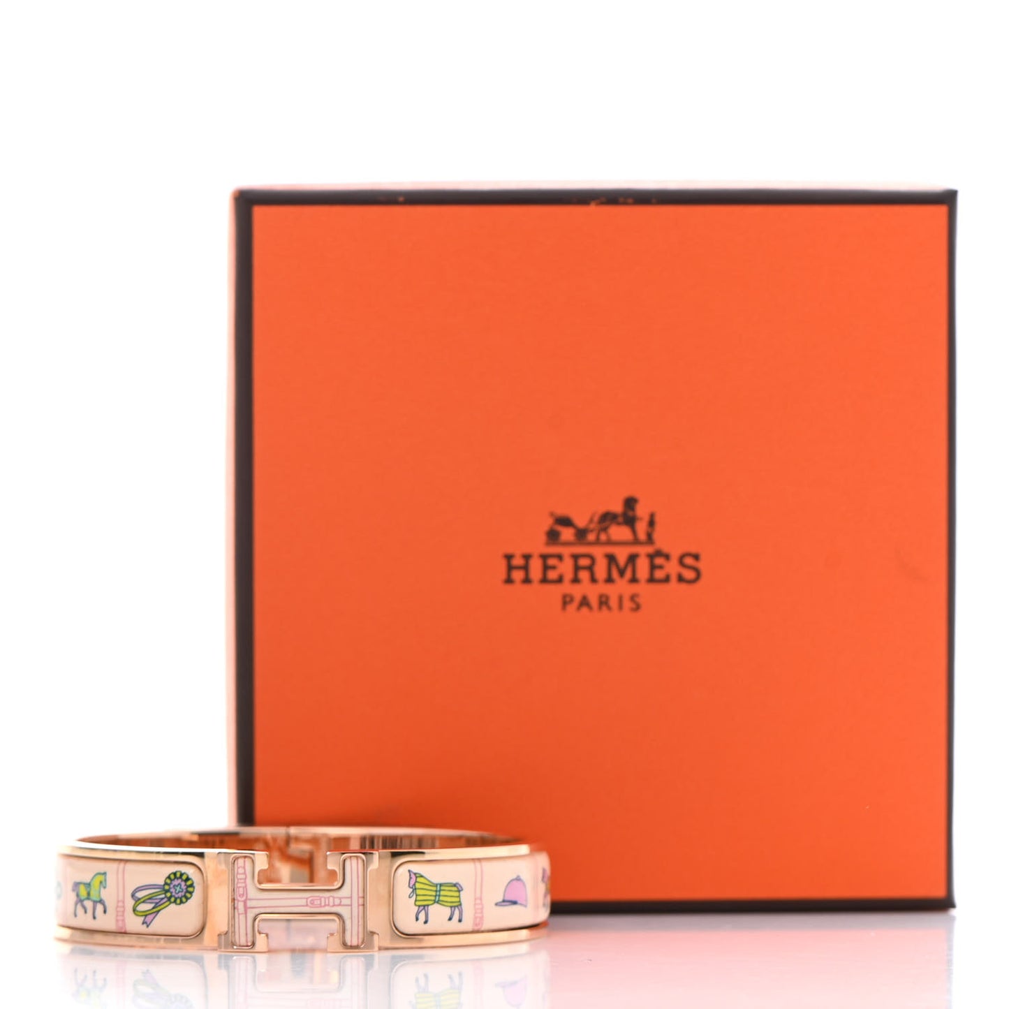 Enamel Narrow Print Couvertures et Tenues de Jour Clic Clac H Bracelet PM Color Patch Pannacotta