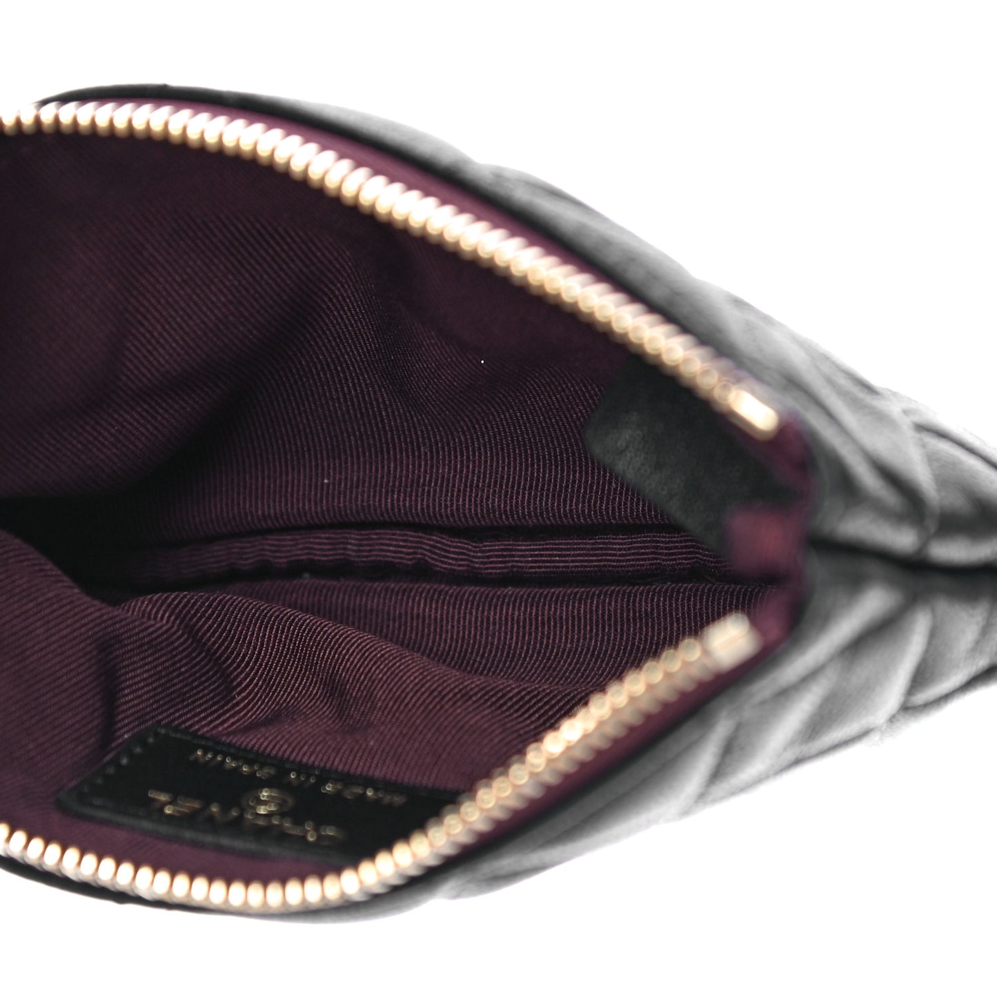 Lambskin Quilted Small Cosmetic Case Black