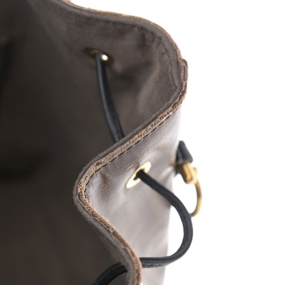 Fendi Glazed Fabric Vitello Grace F is Fendi FF 1974 Stamp Patch Grande Mon Tresor Bucket Bag Mogano Panna Black 16 of 16