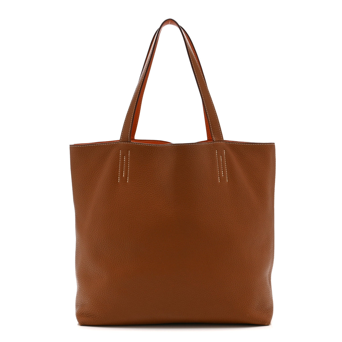 Hermes Taurillon Clemence Double Sens 45 Reversible Tote Orange Gold 3 of 21