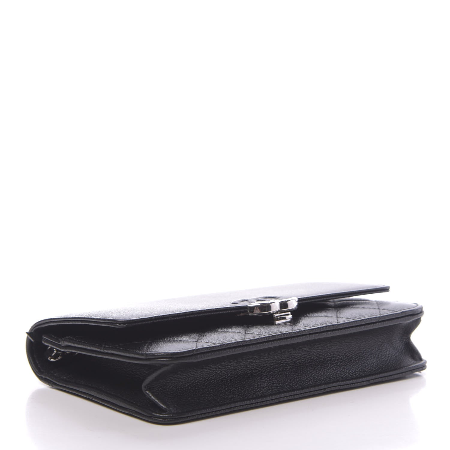 Chanel Grained Calfskin Quilted CC Box Wallet On Chain WOC Black 4 of 12