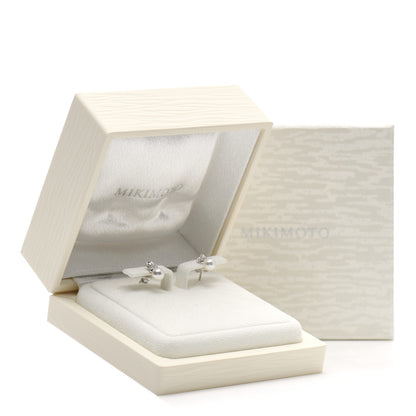 Mikimoto 18K White Gold Diamond Akoya Pearl 5mm Heart Earrings 5 of 5