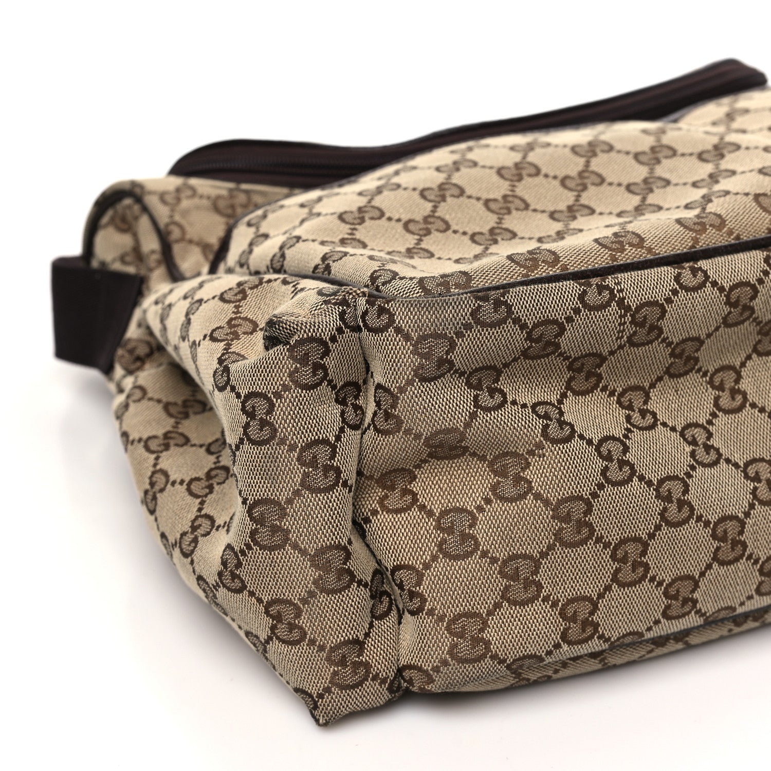 Gucci Monogram Natural Pigskin Large Diaper Bag Beige Ebony Cocoa Dark Chocolate 10 of 11