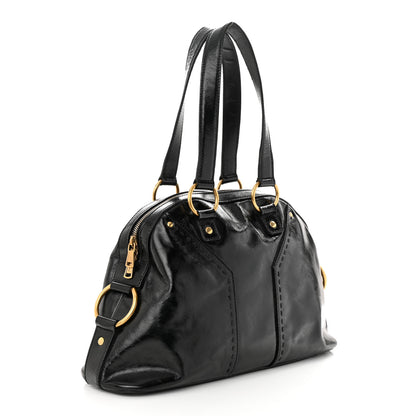 Saint Laurent Textured Patent Calfskin Medium Muse Black 3 of 11