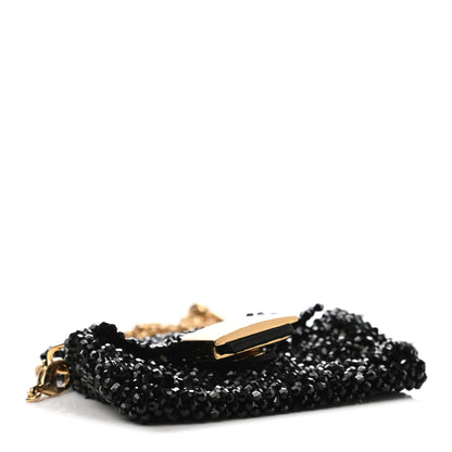 Fendi Crystal Vitello King Beaded Mini Pico Baguette Charm Black 3 of 6