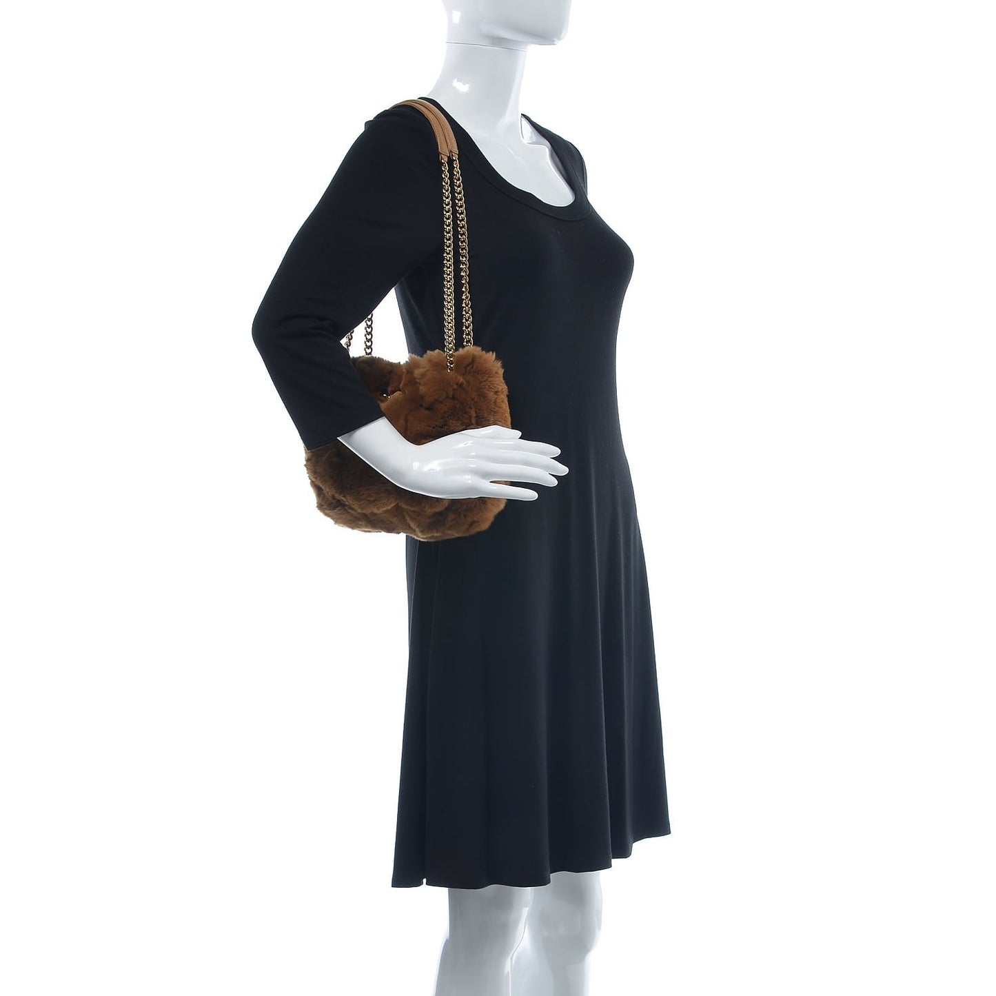 Rabbit Fur Harlequin Shoulder Bag Brown