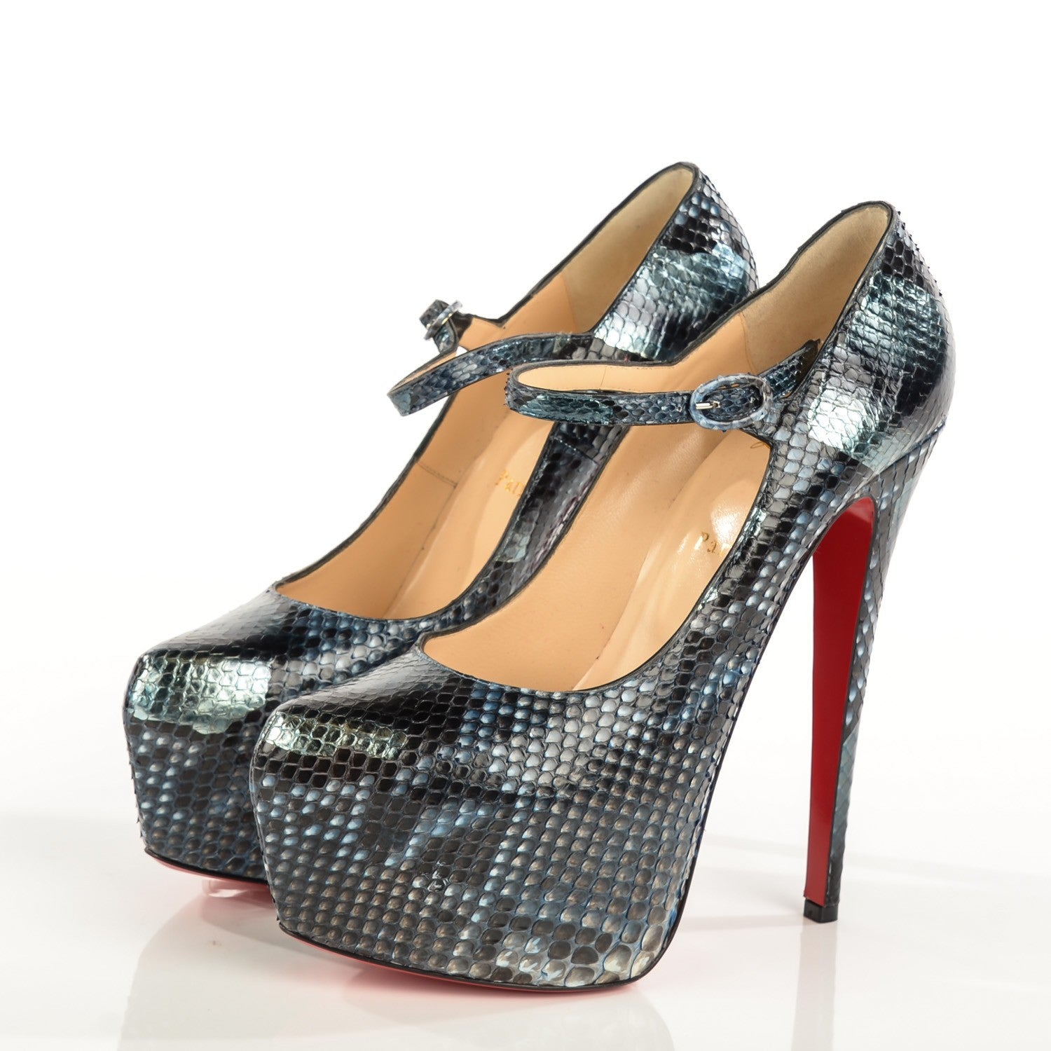 Christian Louboutin Python Lady Daf 160 Platform Pumps 41 Navy 3 of 7