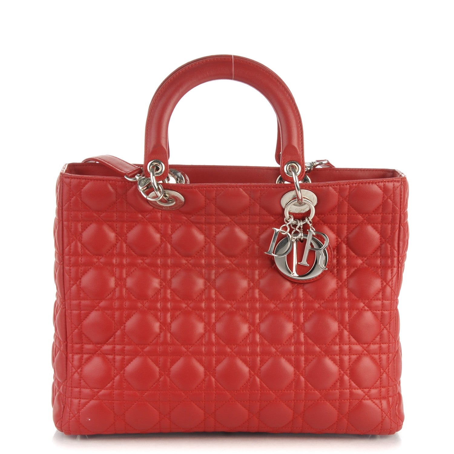 Christian Dior Lambskin Cannage Large Lady Dior Red 1 of 9