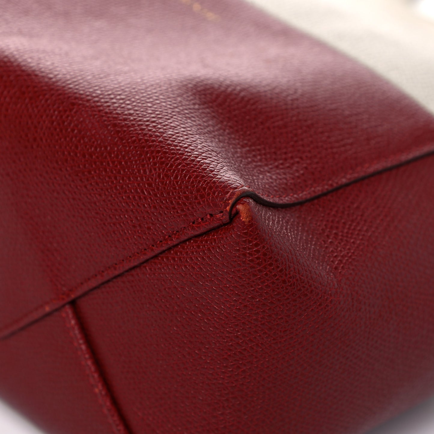 Grained Calfskin Small Vertical Bi-Cabas Cream Red