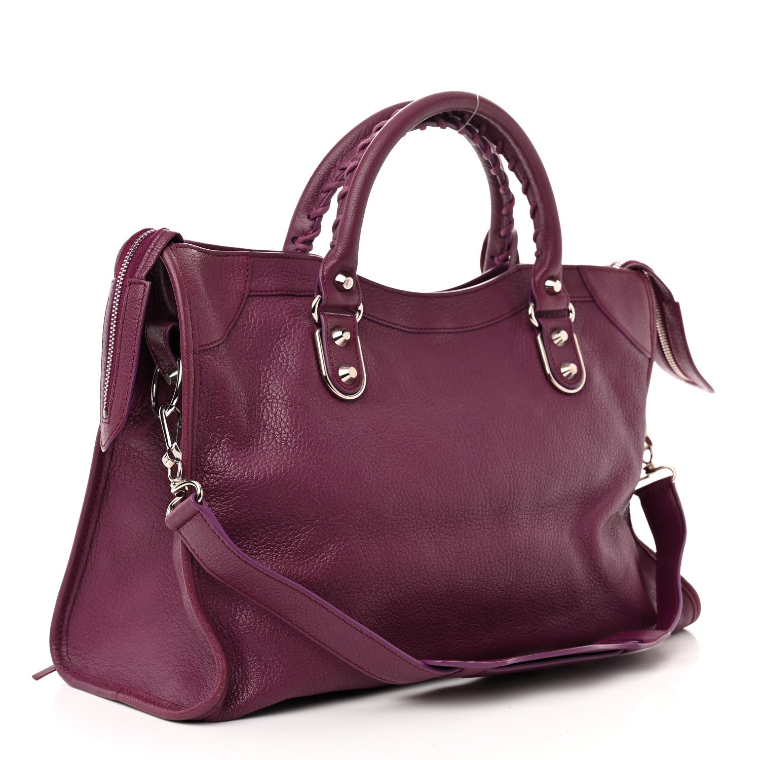Balenciaga Chevre Silver Metallic Edge Hardware City Violet Prune 4 of 12