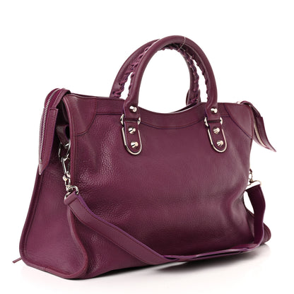 Balenciaga Chevre Silver Metallic Edge Hardware City Violet Prune 4 of 12
