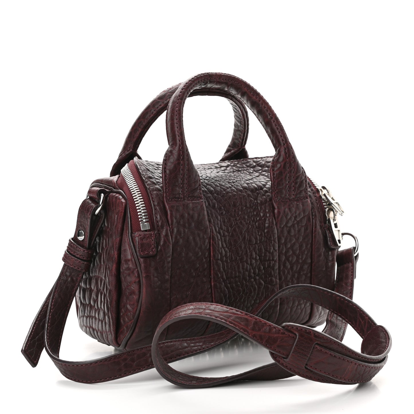 Pebbled Lambskin Mini Rockie Beet Rhodium Hardware
