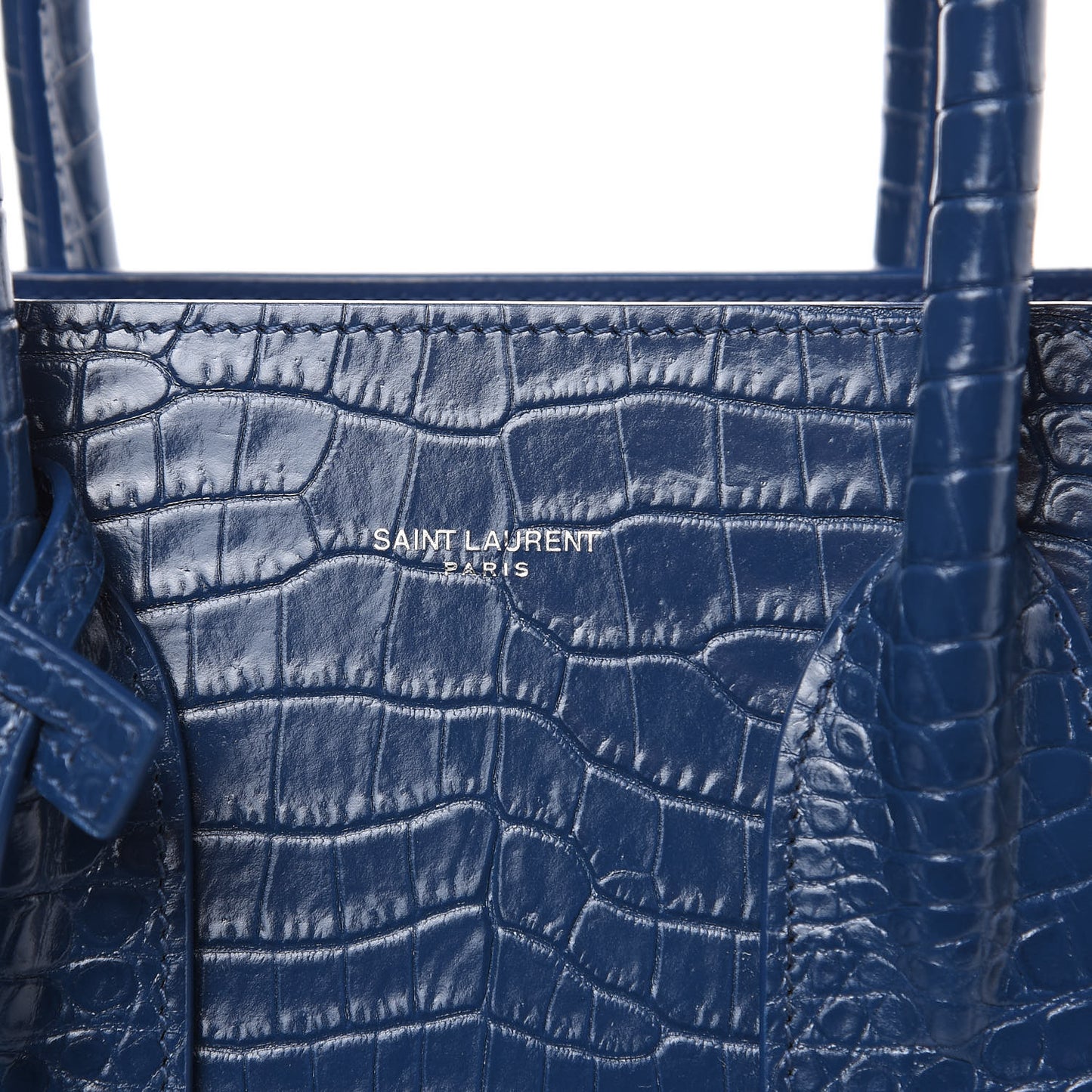 Calfskin Crocodile Embossed Small Sac De Jour Denim