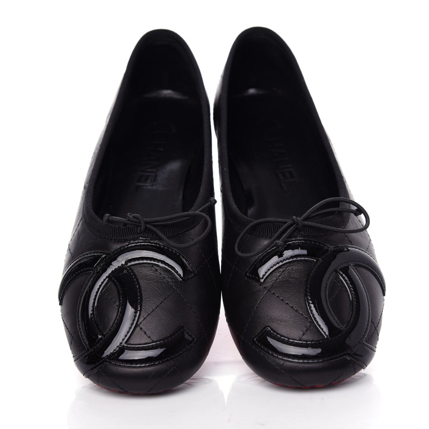 Lambskin Quilted Cambon Ballerina Flats 35.5 Black