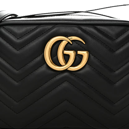 Gucci Calfskin Matelasse Small GG Marmont Chain Shoulder Bag Black 8 of 10