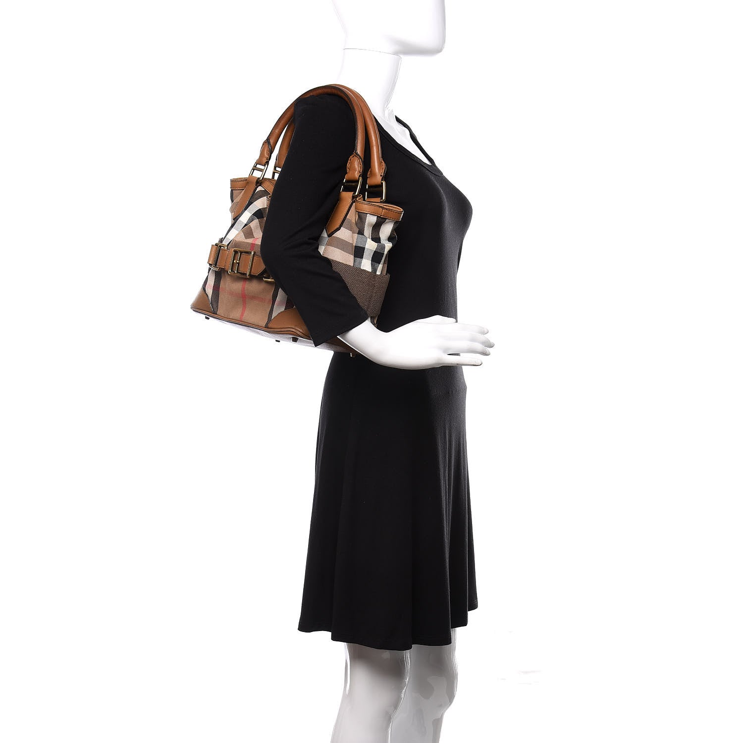 Burberry Calfskin House Check Medium Brecon Tote Tan 2 of 12