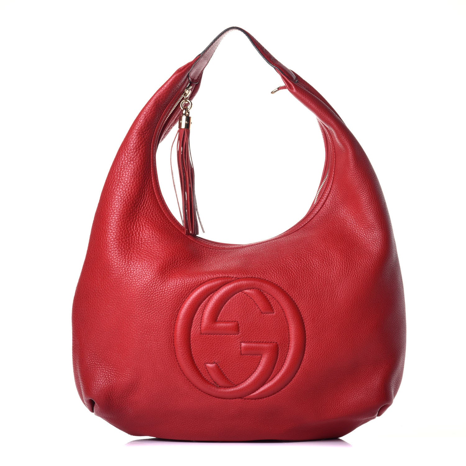 Gucci Pebbled Calfskin Large Soho Hobo Red 1 of 9