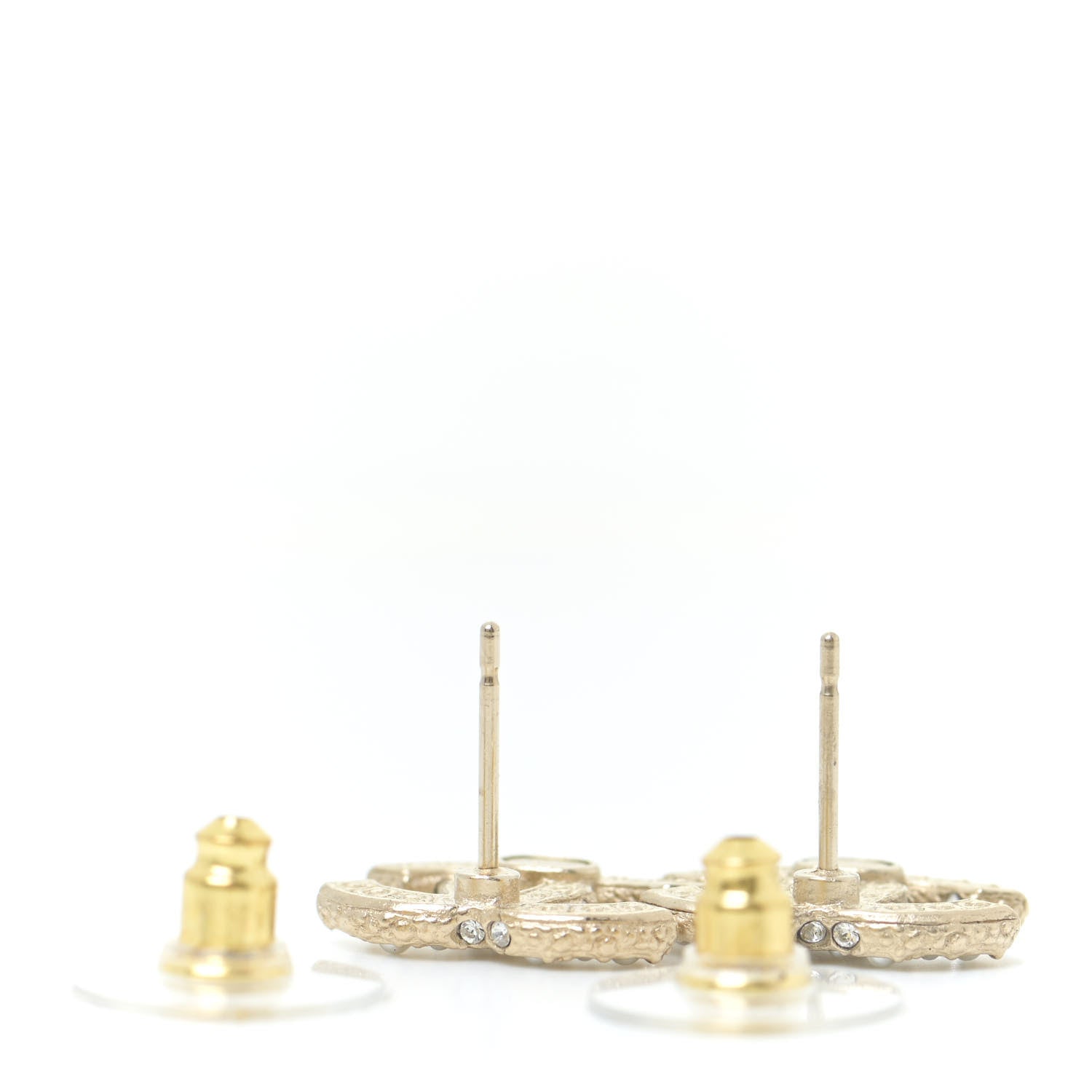 Chanel Crystal Pearl CC Earrings Gold 3 of 5