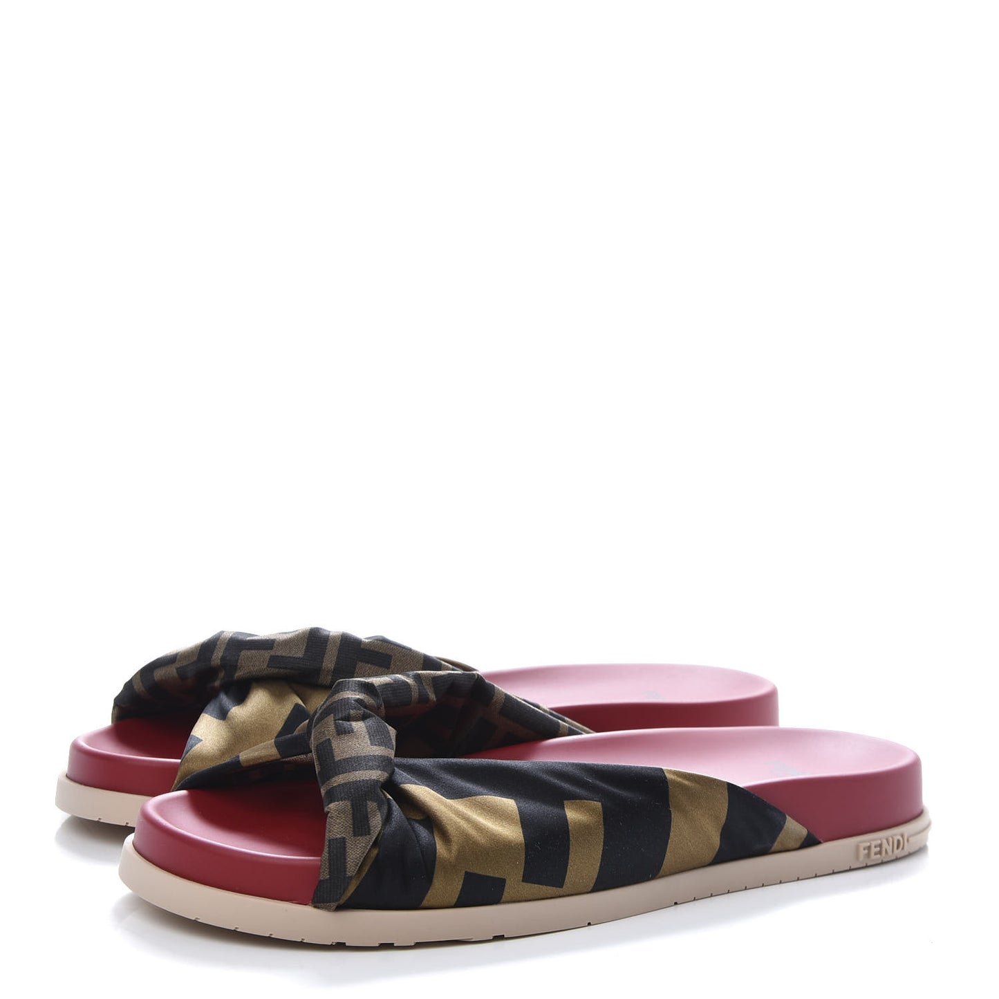 Satin Rubber FF Twist Slide Sandal 40 Red