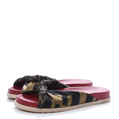 Fendi Satin Rubber FF Twist Slide Sandal 40 Red 3 of 8