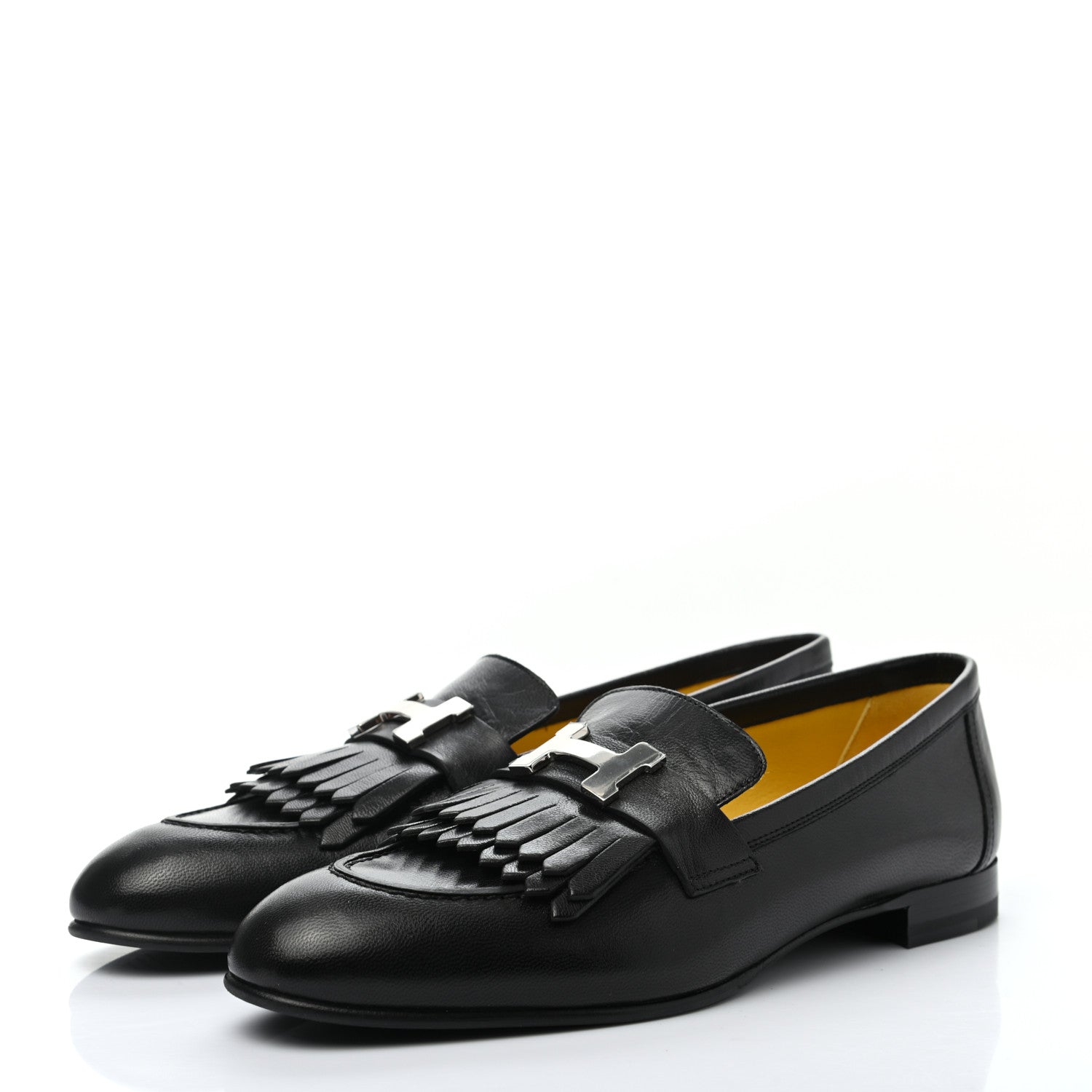 Hermes Goatskin Womens Royal Loafers 38 Black 5 of 20